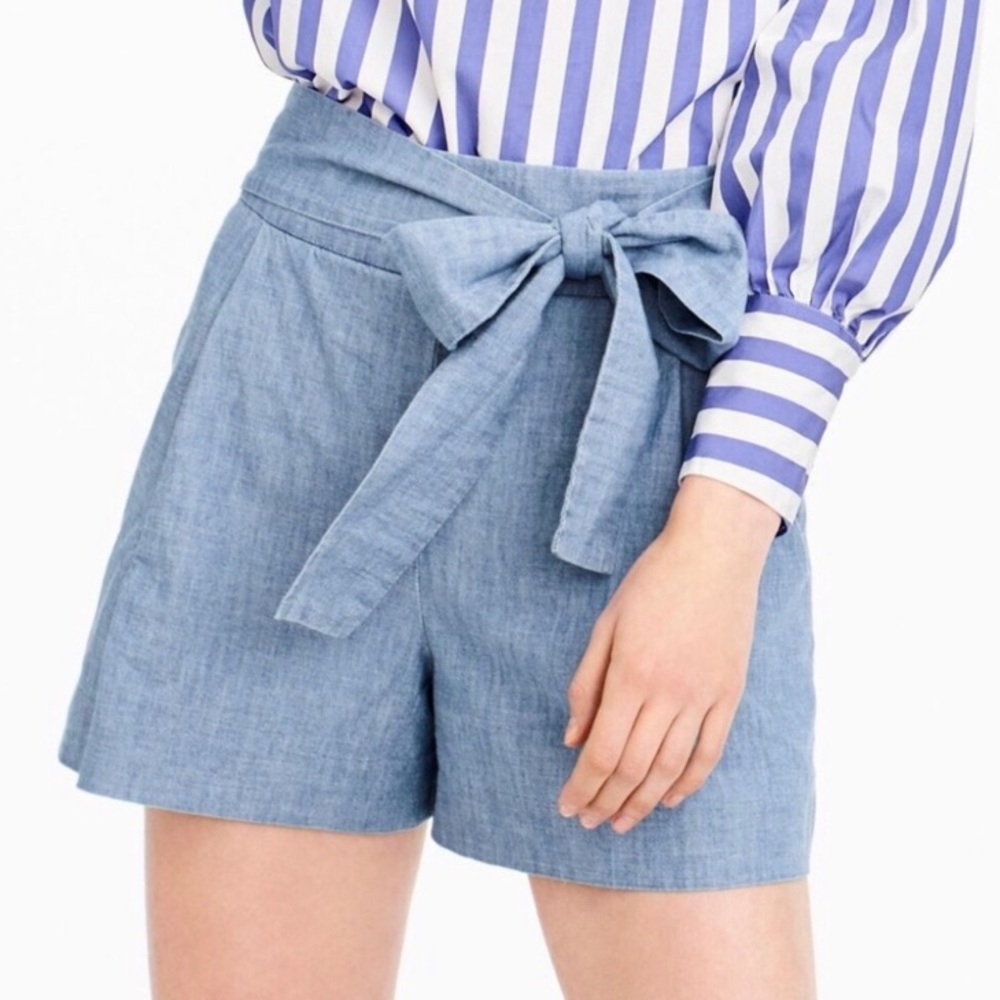 J.Crew tie-waist chambray shorts